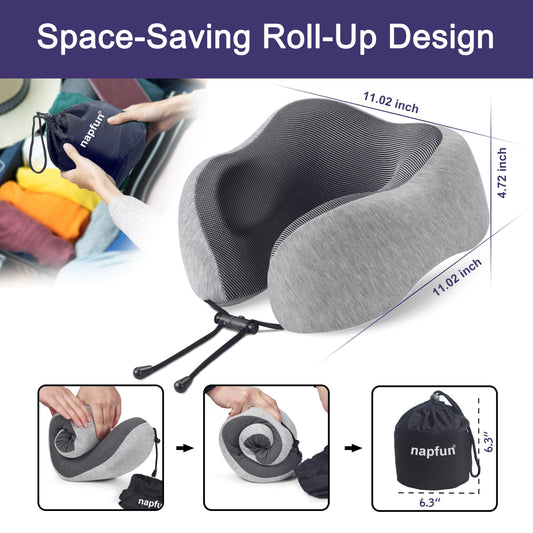 Neck Pillow for Traveling, 100% Pure Memory Foam for Car or Plane