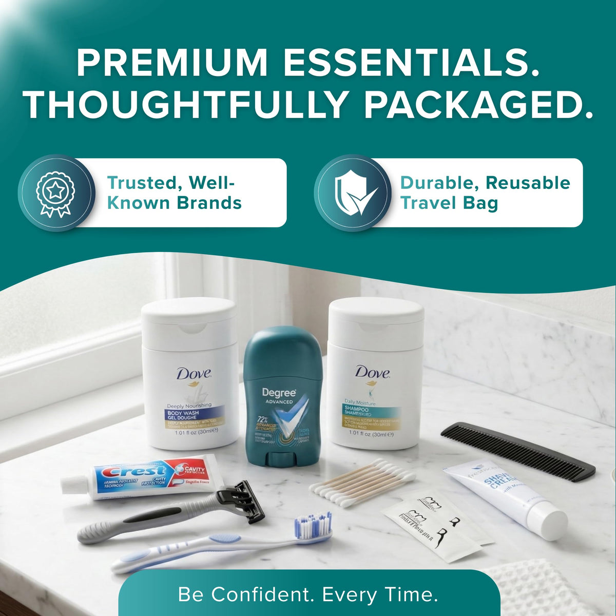 Mens Travel Kit Travel Essentials TSA Approved Toiletry Bag & Toiletries