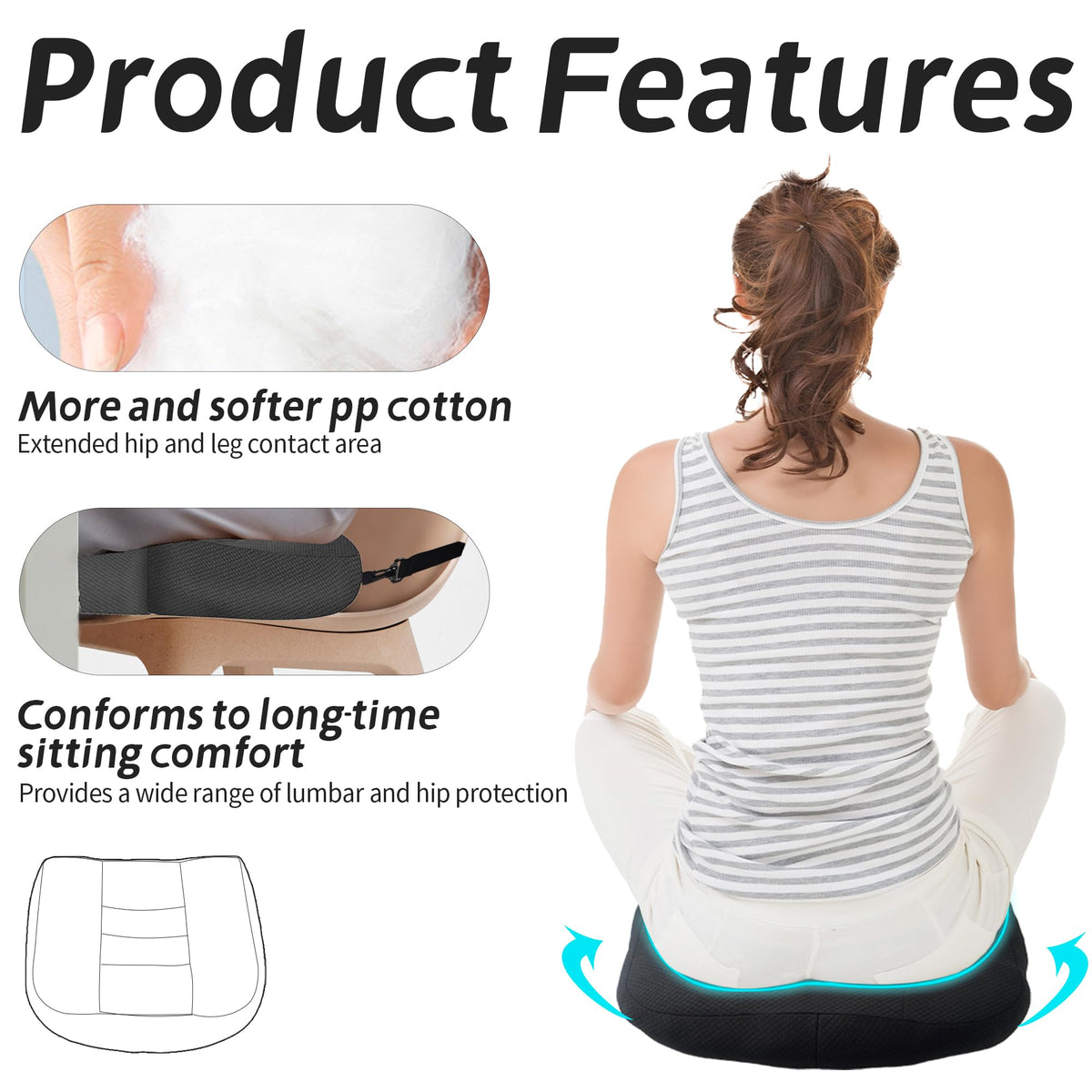 Car Booster Bandage Seat Cushion for Short Adults