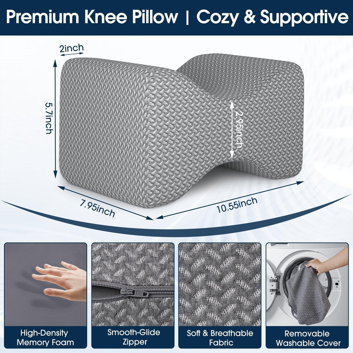 Memory Foam Knee & Leg Pillow for Side Sleepers