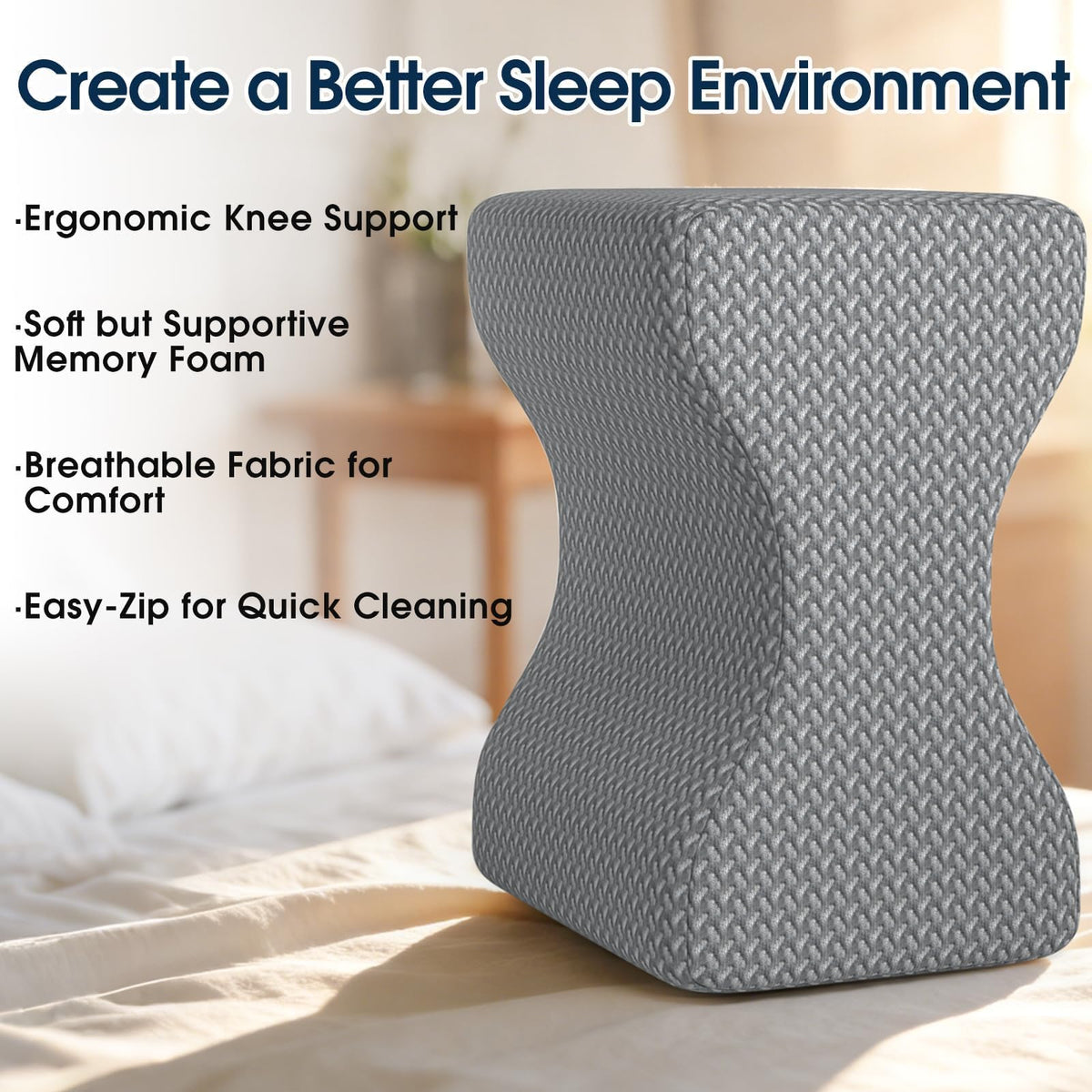 Memory Foam Knee & Leg Pillow for Side Sleepers