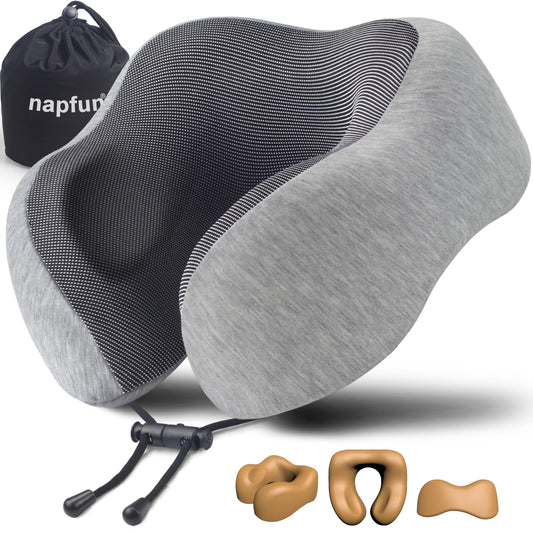 Neck Pillow for Traveling, 100% Pure Memory Foam for Car or Plane